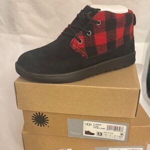 UGG Kids Black and Red Plaid Boots size 13